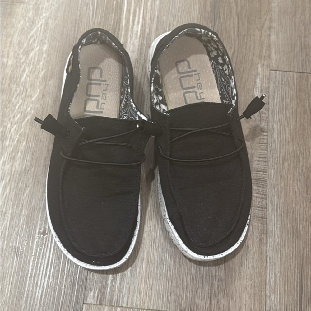 Hey Dude Black and White Loafers